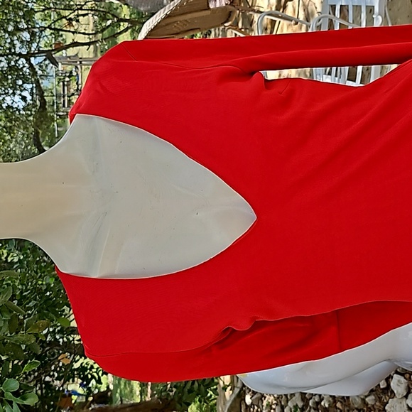 Vintage MODA International Rayon Polyester size M classic RED stretchy dress - Picture 2 of 12